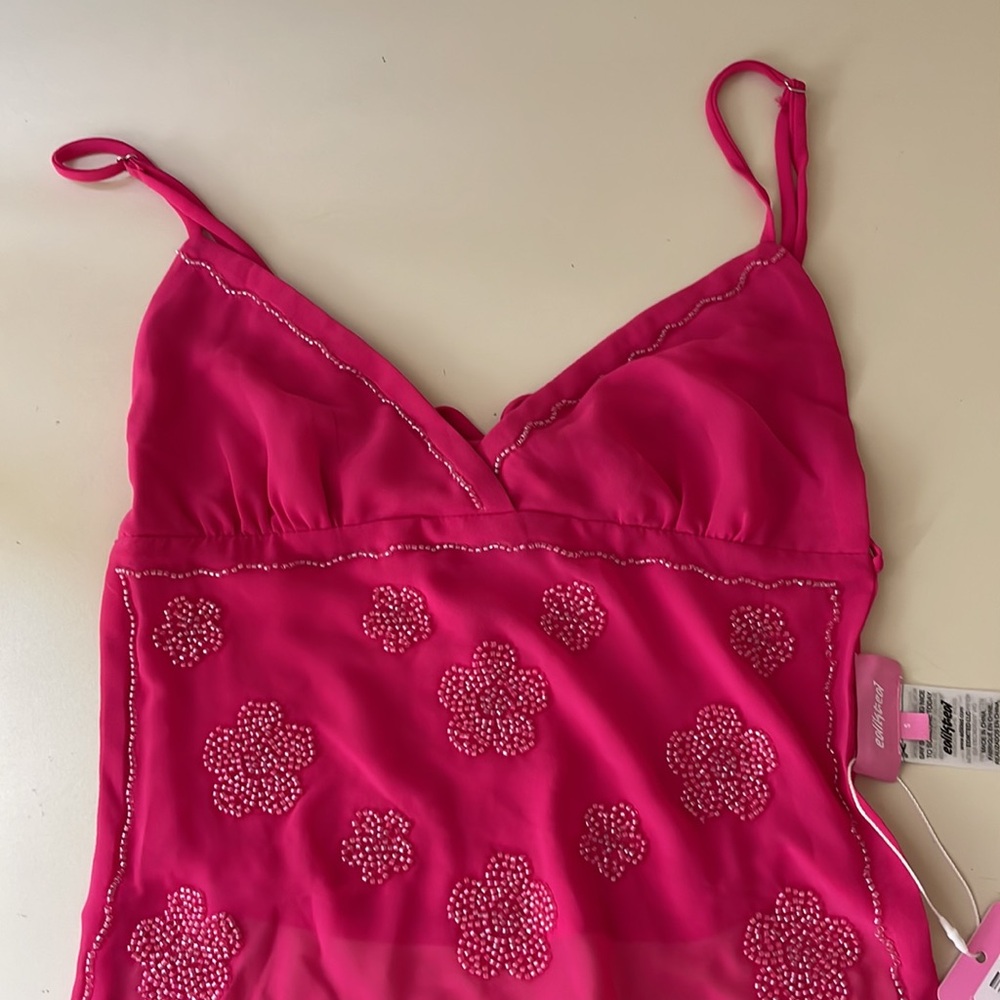 EDIKTED Pink Beaded Floral Tank Top - Picture 4 of 6